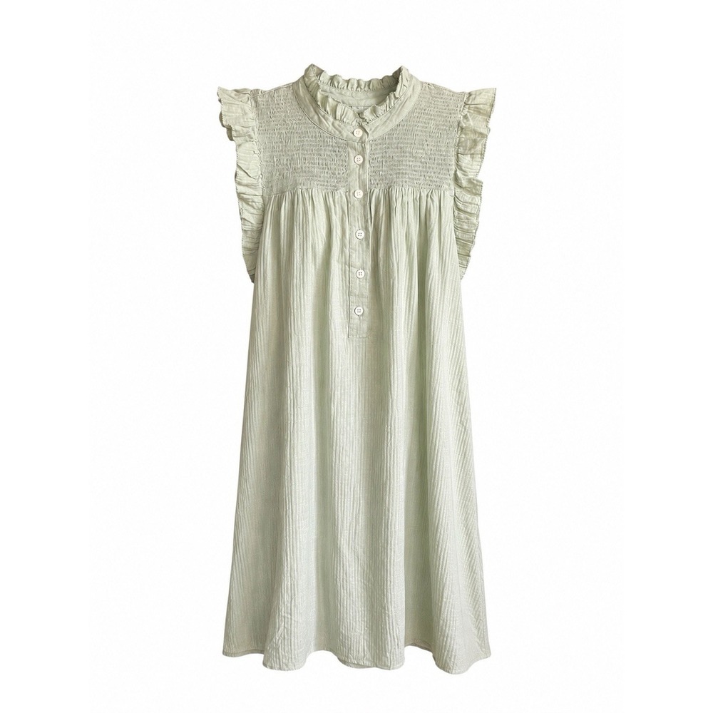 NWT J.Crew Garden Shift Mini Dress Soft Gauze Cotton Pastel Sage Green XL Ruffle